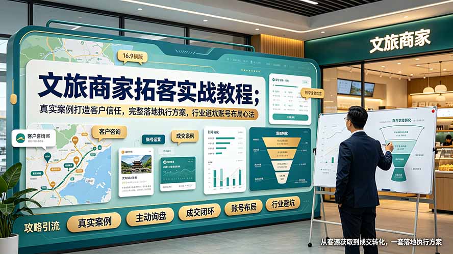 （19273期）文旅商家拓客实战教程；真实案例打造客户信任，完整落地执行方案，行业避坑账号布局心法-靠谱项目库