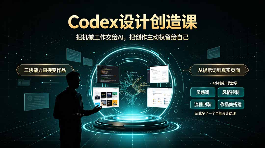 （19362期）Codex设计创造课-2期，小白也能掌握的Codex设计创造技巧，把机械工作交给AI，把创作主动权留给自己-靠谱项目库