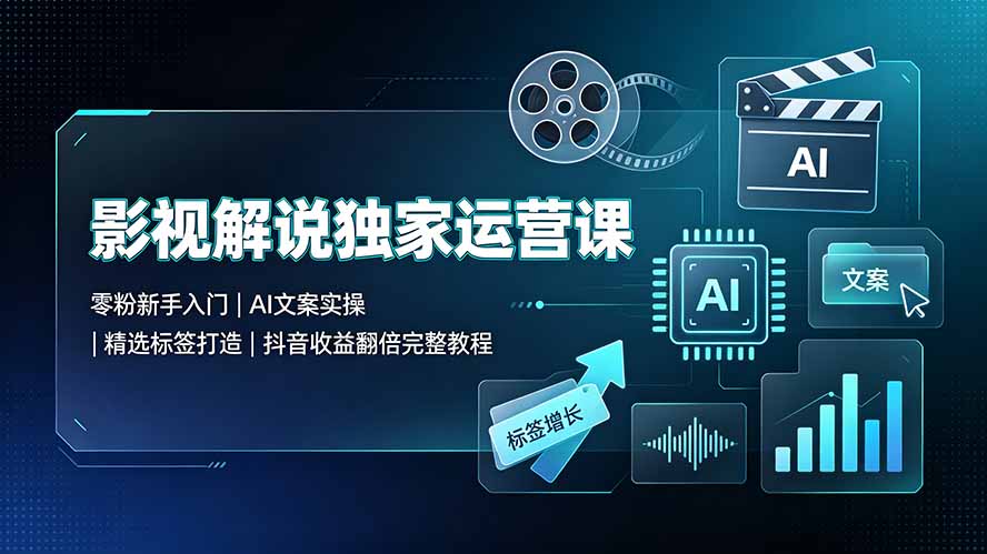 （19310期）影视解说独家运营课▪零粉新手入门｜AI文案实操｜精选标签打造｜抖音收益翻倍完整教程-靠谱项目库
