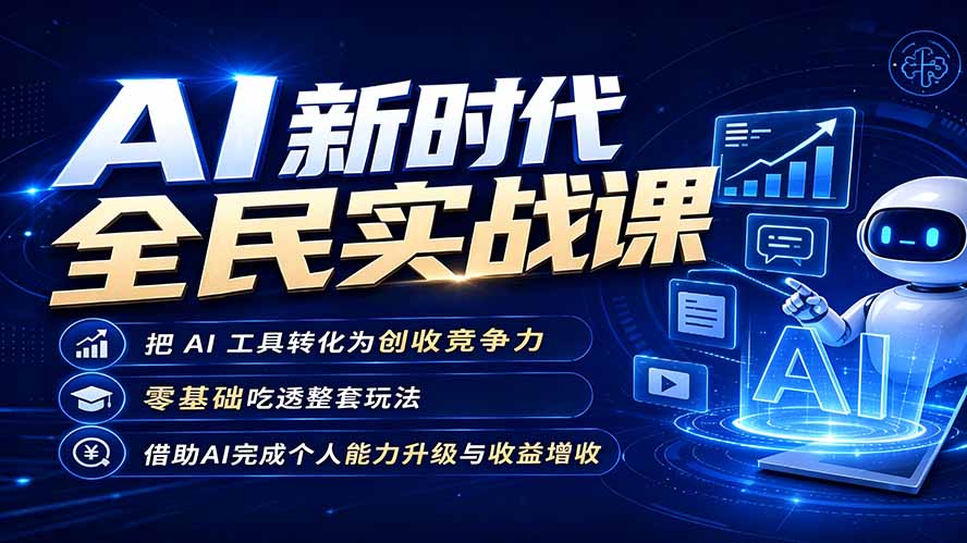 （19519期）AI新时代全民实战课，把 AI 工具转化为创收竞争力，零基础吃透整套玩法，借助AI完成个人能力升级与收益增收。-靠谱项目库