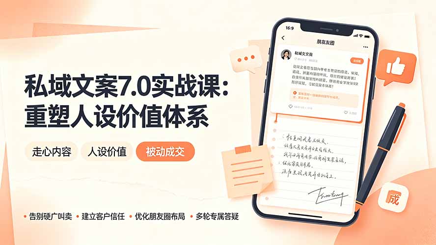 （19313期） 私域文案实战课7.0：重塑人设价值体系｜-告别硬广推销×走心内容×自我价值塑造，实现被动成交-靠谱项目库