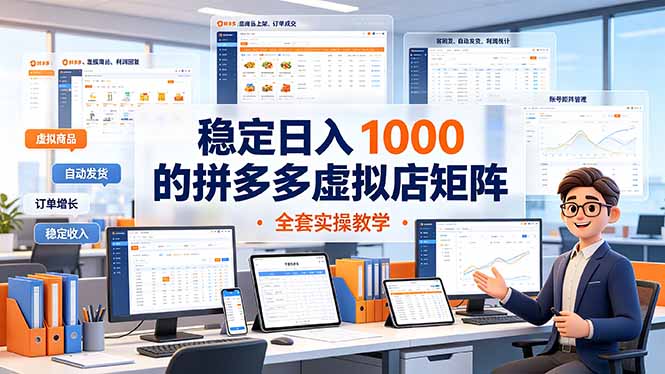 （19253期）稳定日入 1000 的拼多多虚拟店矩阵，全套实操教学-靠谱项目库
