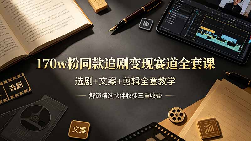 （19168期）170w粉博主同款追剧变现赛道全套课-更新，选剧+文案+剪辑全套教学，解锁精选伙伴收徒三重收益-靠谱项目库
