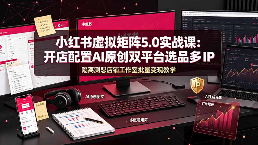 （19521期）小红书虚拟矩阵5.0实战课：开店配置｜AI原创｜双平台选品｜多IP隔离｜测怼店铺工作室批量变现实操教学-靠谱项目库