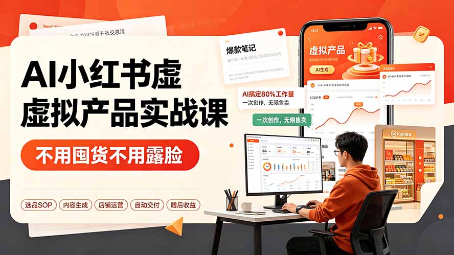 （19314期）AI小红书虚拟产品实战课-更新：不用囤货不用露脸，AI搞定80%工作量，一次创作无限售卖睡后收益-靠谱项目库