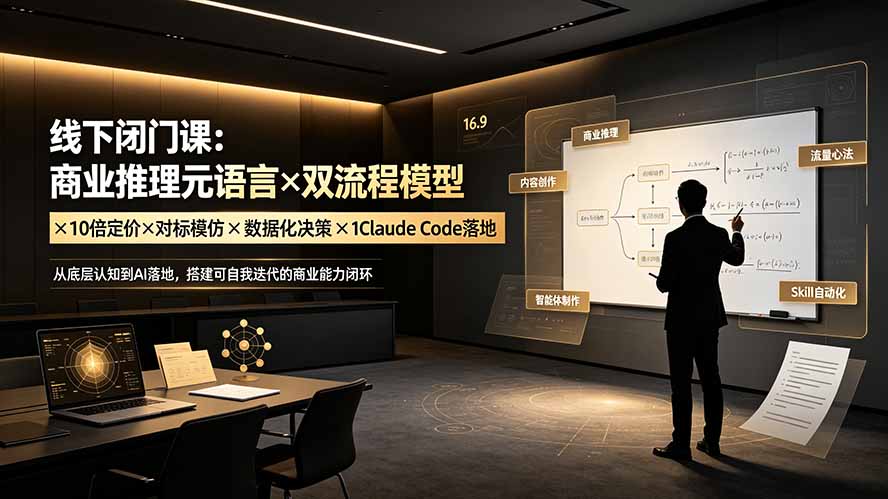 （19381期）线下闭门课：商业推理元语言×双流程模型×10倍定价×对标模仿×数据化决策×Claude Code落地，击穿认知盲区-靠谱项目库