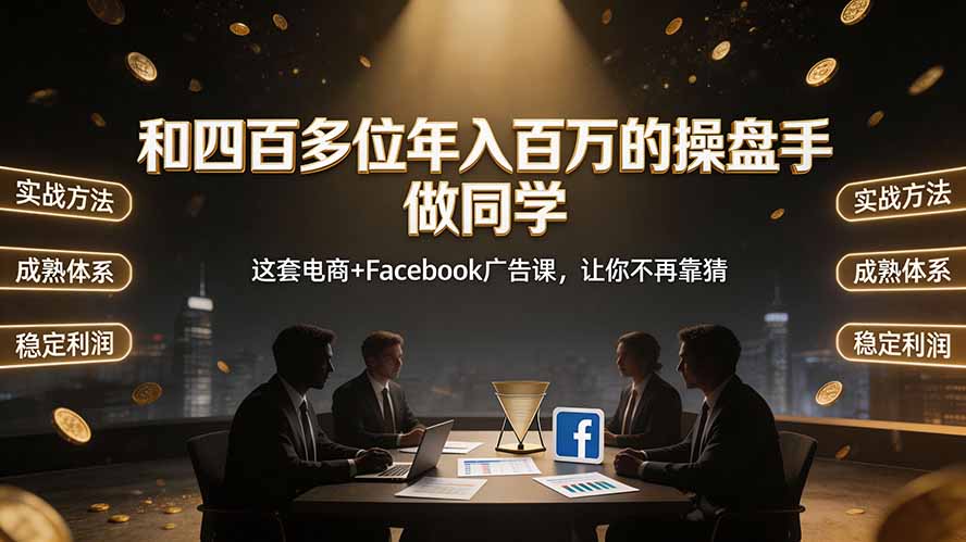 （19592期）和四百多位年入百万的操盘手做同学——这套电商+Facebook广告课，让你不再靠猜【原创双语字幕】-靠谱项目库