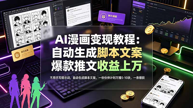 （19170期）AI漫画变现教程：不用手写提示词，自动生成脚本文案，一份伙伴计划万播5-10块，一条爆款推文收益上万-靠谱项目库