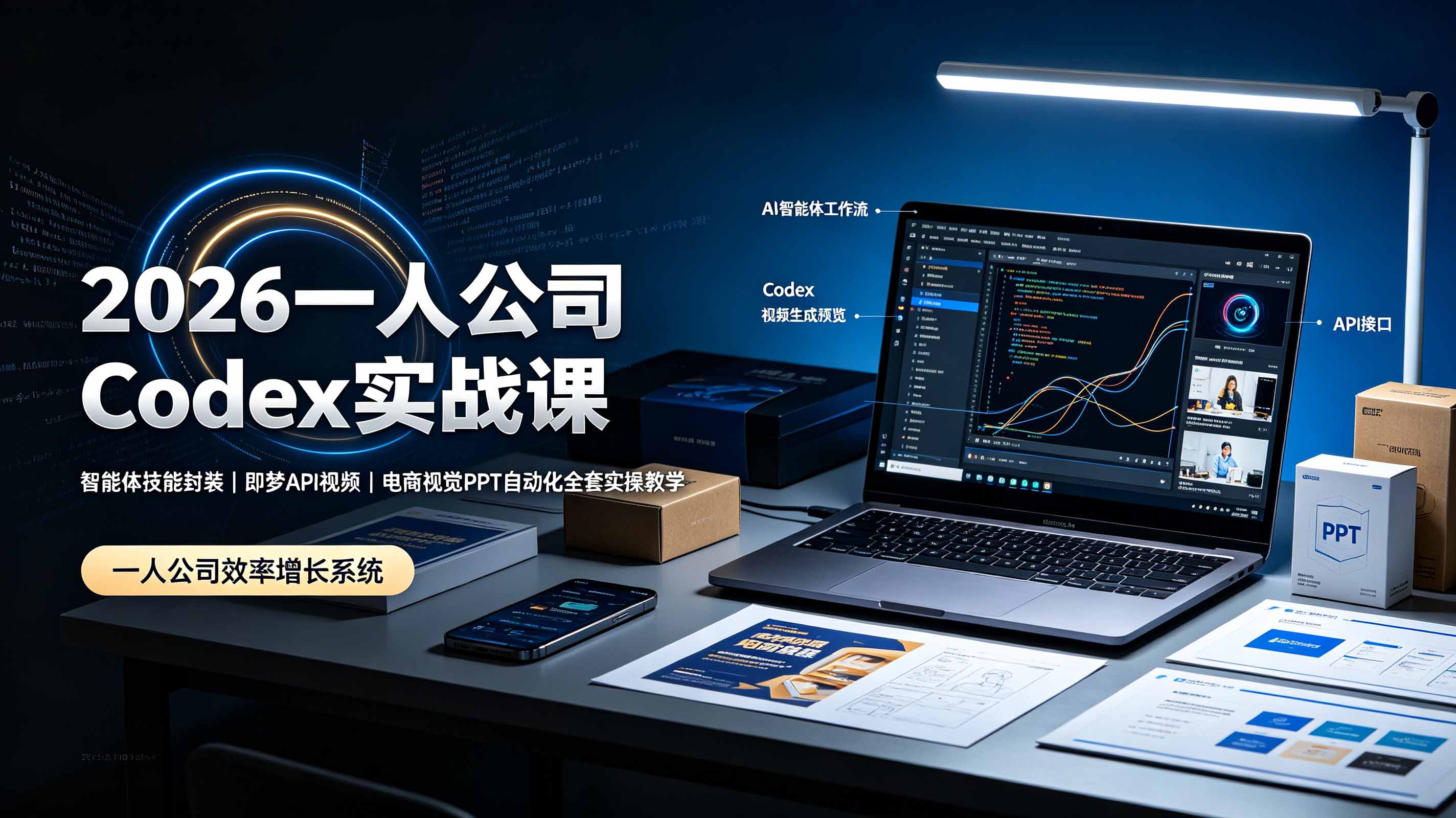 （19503期）2026一人公司Codex实战课◆智能体技能封装｜即梦API视频｜电商视觉PPT自动化全套实操教学-靠谱项目库