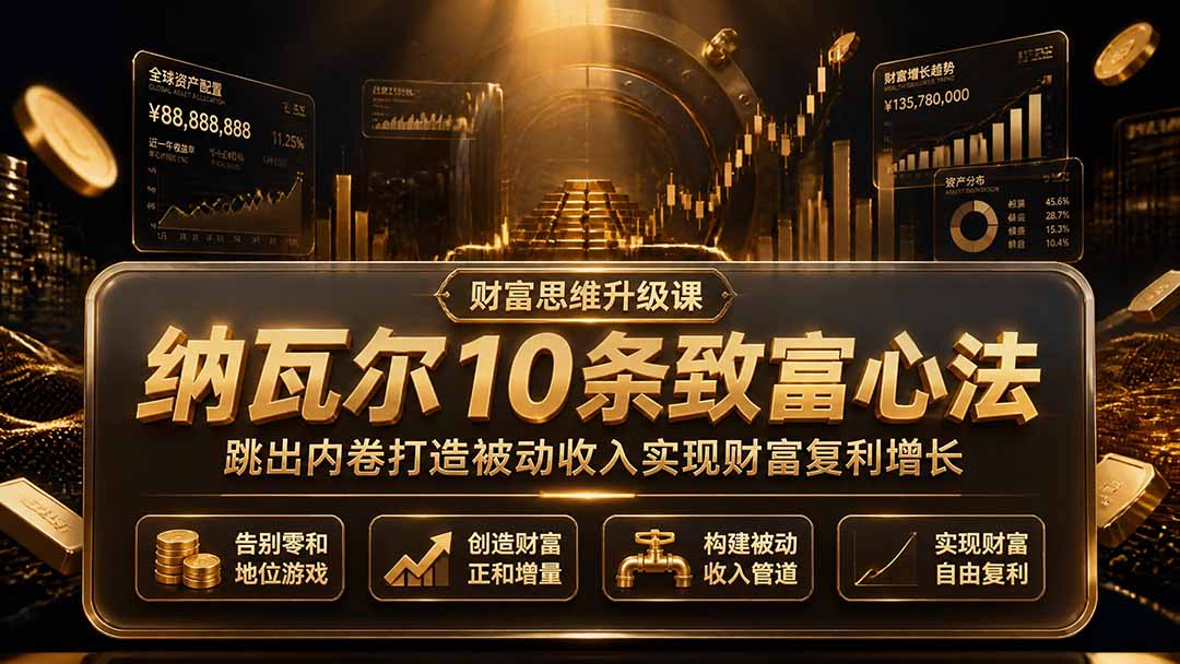 （19628期）付费文章：纳瓦尔10条致富心法，跳出内卷打造被动收入实现财富复利增长-靠谱项目库