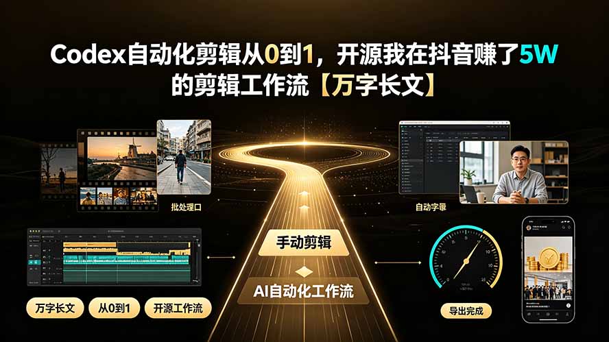（19504期）Codex自动化剪辑从0到1，开源我在抖音赚了5W 的剪辑工作流【万字长文】-靠谱项目库