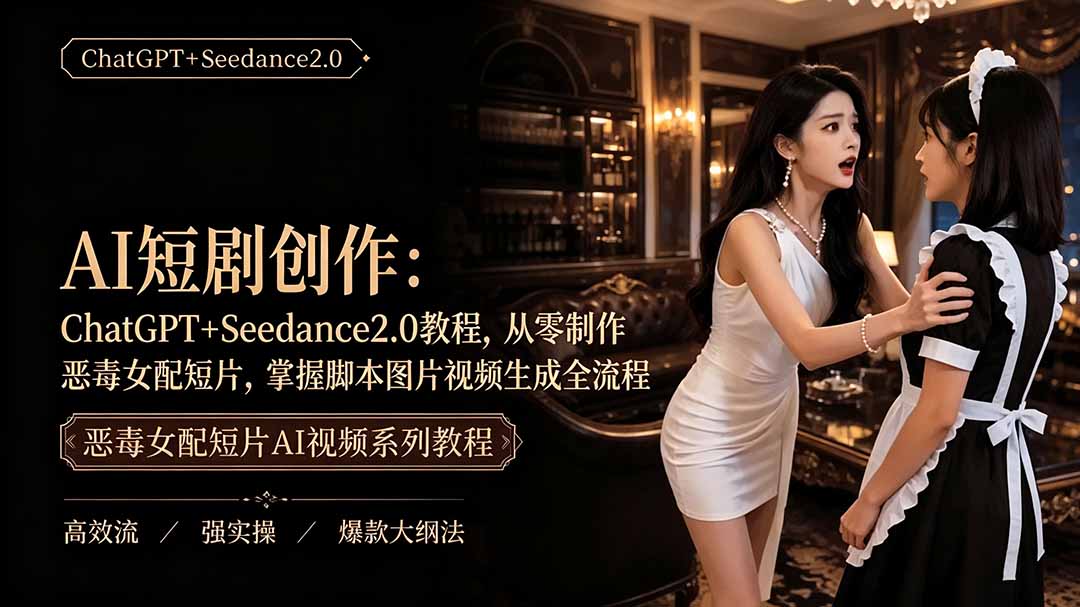 （19545期）AI短剧创作：ChatGPT+Seedance2.0教程，从零制作恶毒女配短片，掌握脚本图片视频生成全流程-靠谱项目库