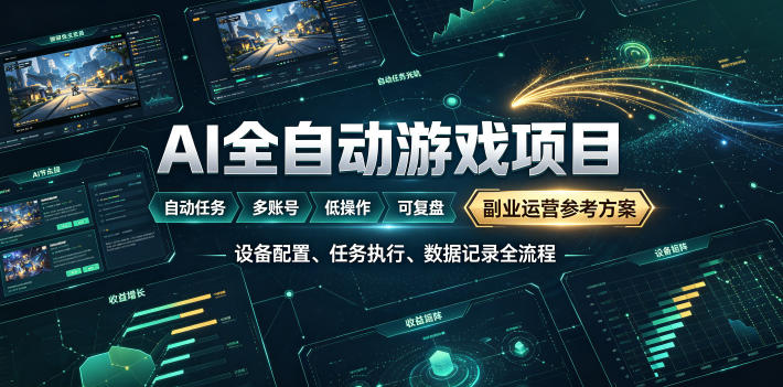 （19365期）AI全自动游戏躺賺副业：日入几百，稳定运行三年的项目！-靠谱项目库