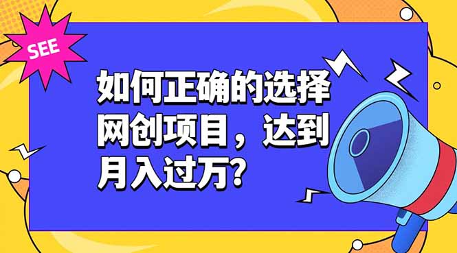 (19176期)如何正确的选择网创项目,达到月入过万?,本课程教你正确选择项目。-靠谱项目库