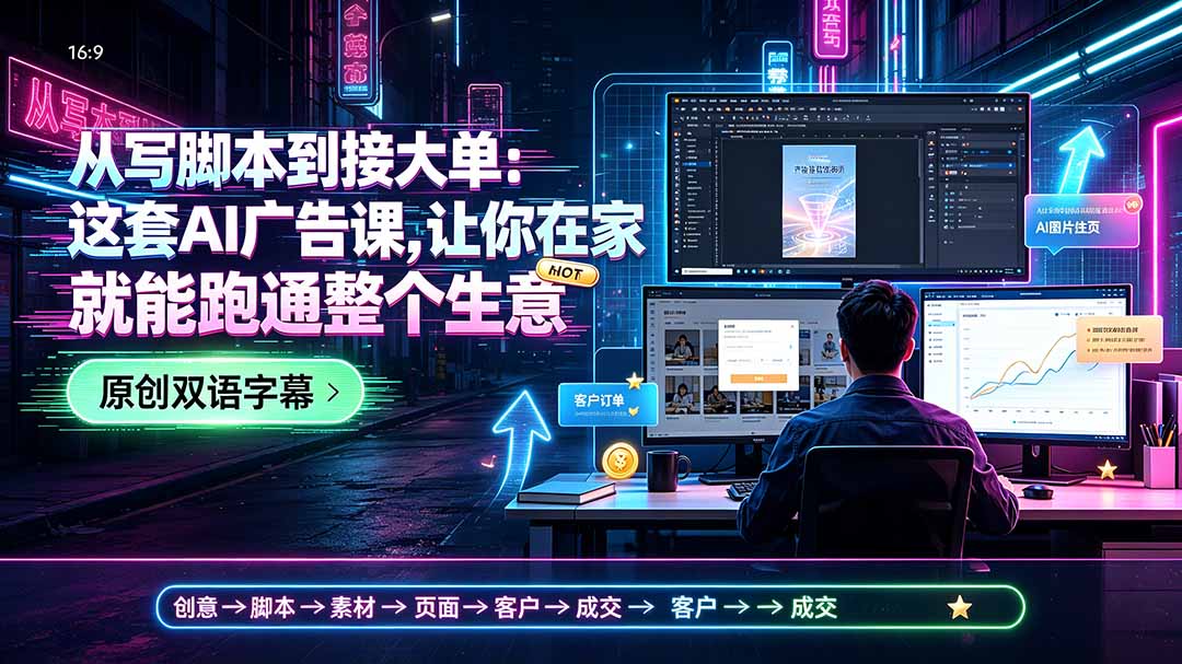 （19318期）从写脚本到接大单：这套AI广告课，让你在家就能跑通整个生意【原创双语字幕】-靠谱项目库