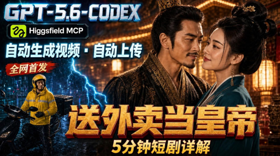 GPT-5.6 Codex+Higgsfield MCP：一条指令生成5分钟短剧并自动上传YouTube（油管）-靠谱项目库
