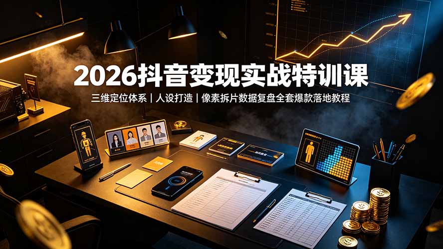 （19419期）2026抖音变现实战特训课：三维定位体系｜人设打造｜像素拆片数据复盘全套爆款落地教程-靠谱项目库