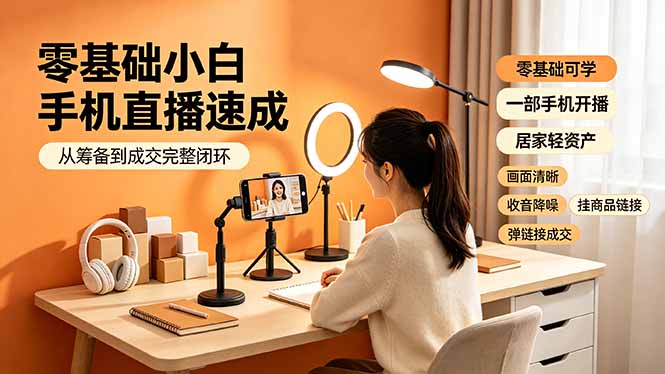 （19231期）零基础小白手机直播速成，从筹备到成交完整闭环，适配苹果安卓系统，解决杂音卡顿留人难问题-靠谱项目库