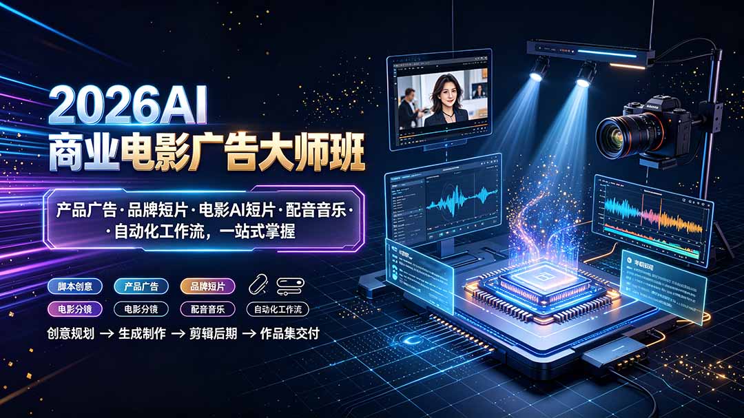 （19303期）2026AI商业电影广告大师班：产品广告·品牌短片·电影AI短片·配音音乐·自动化工作流，一站式掌握-靠谱项目库