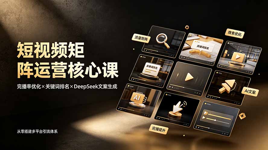 （19259期）短视频矩阵运营核心课：完播率优化×关键词排名×DeepSeek文案生成，从零搭建多平台引流体系-靠谱项目库