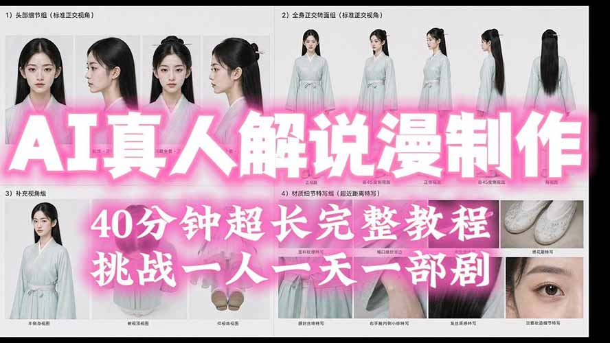 （19508期）2026AI真人解说漫剧制作40分钟超长完整教程：自动批量化制作，挑战一人一天一部剧！-靠谱项目库