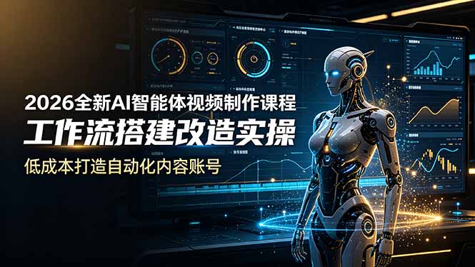 （19127期）2026全新AI Codex智能体视频制作课程，工作流搭建改造实操，低成本打造自动化内容账号-靠谱项目库