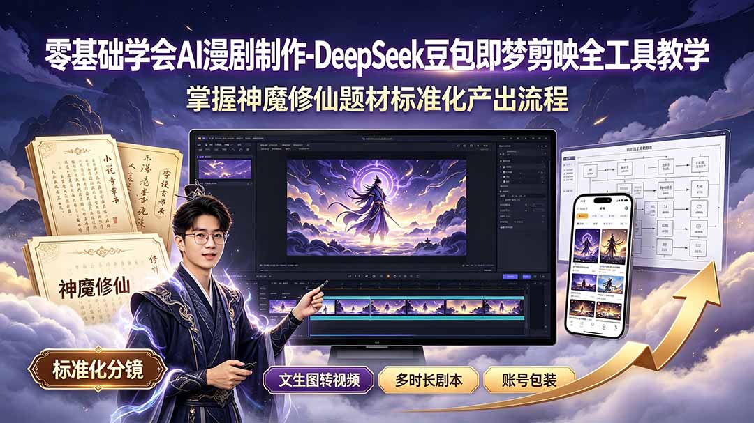 （19263期）零基础学会AI漫剧制作-DeepSeek豆包即梦剪映全工具教学，掌握神魔修仙题材标准化产出流程-靠谱项目库