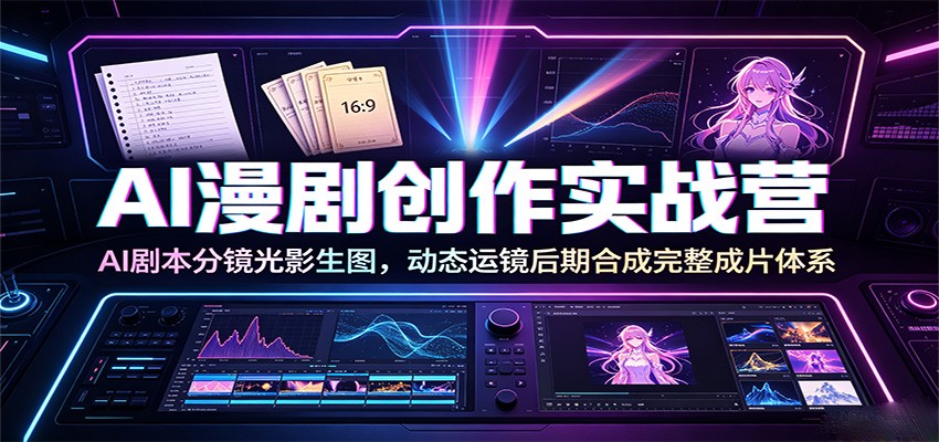 AI漫剧创作实战营：AI剧本分镜光影生图，动态运镜后期合成完整成片体系-靠谱项目库