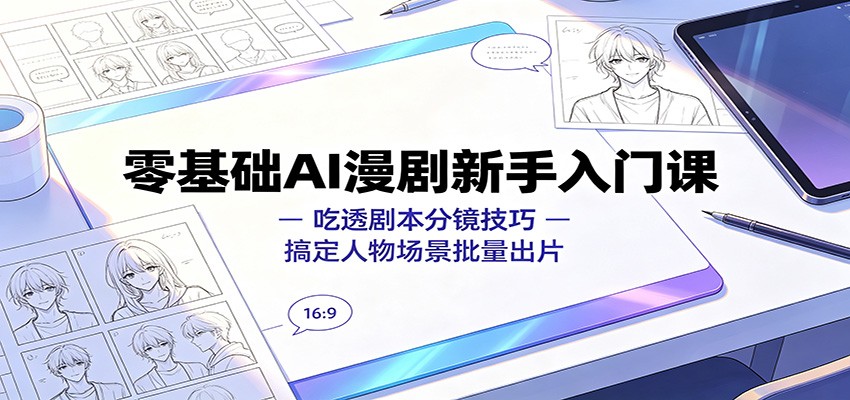 零基础AI漫剧新手入门课：吃透剧本分镜技巧，搞定人物场景批量出片-靠谱项目库