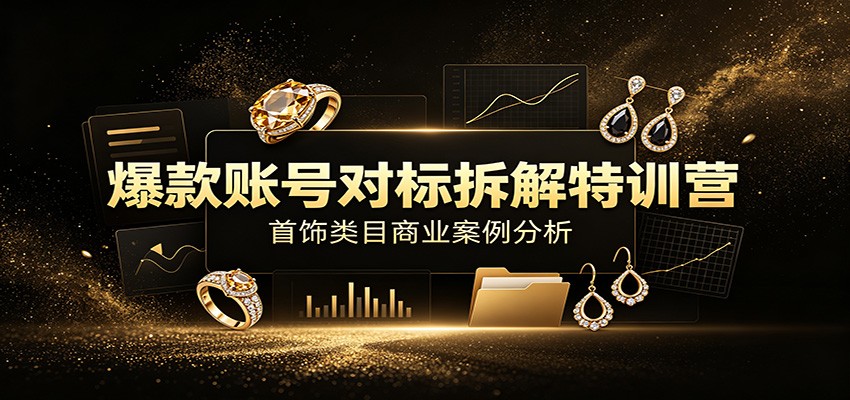 爆款账号对标拆解特训营：首饰类目商业案例分析，配套完整资料内容-靠谱项目库
