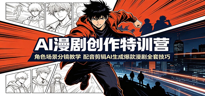AI漫剧创作特训营：角色场景分镜教学，配音剪辑AI生成爆款漫剧全套技巧-靠谱项目库