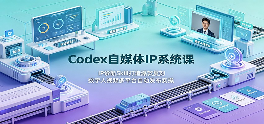 Codex自媒体IP系统课：IP诊断Skill打造爆款复刻，数字人视频多平台自动发布实操-靠谱项目库
