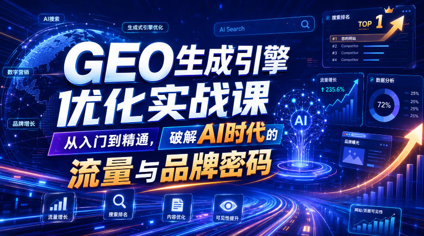 GEO生成引擎优化实战课，从入门到精通，破解AI时代的流量与品牌密码-靠谱项目库