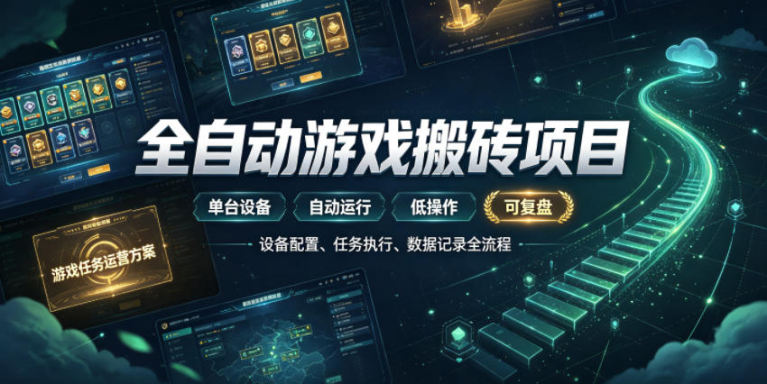 实现全自动游戏搬砖躺賺，每日稳定收益千元，近几年最稳，一台设备就能做！【揭秘】-靠谱项目库