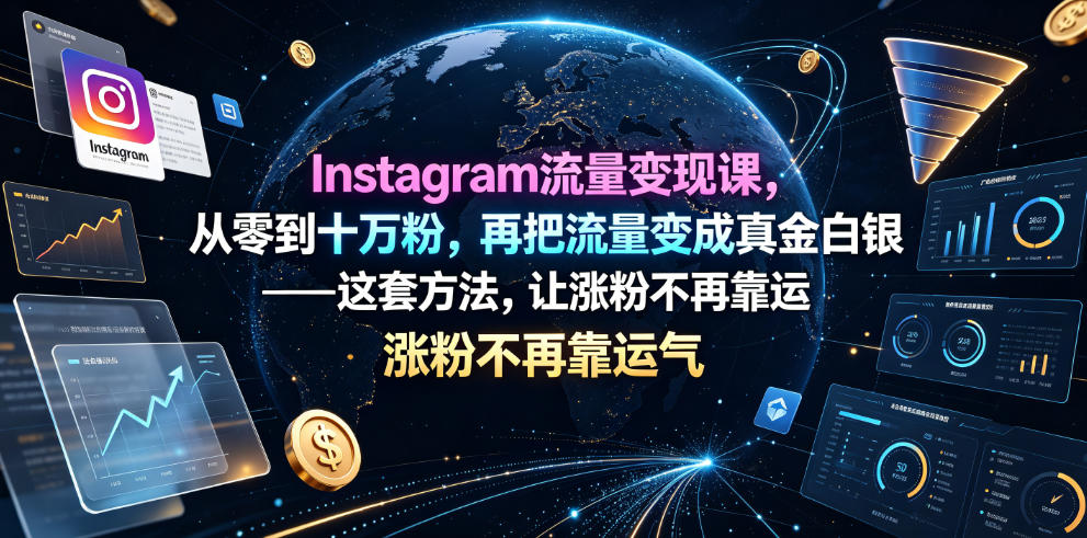 Instagram流量变现课，从零到十万粉，再把流量变成真金白银——这套方法，让涨粉不再靠运气【原创双语字幕】-靠谱项目库