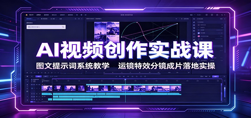 AI视频创作实战课：图文提示词系统教学，运镜特效分镜成片落地实操-靠谱项目库