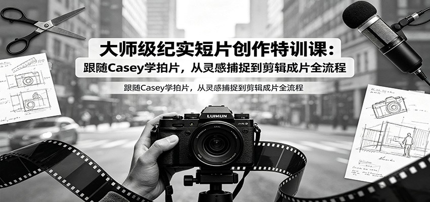 大师级纪实短片创作特训课：跟随Casey学拍片，从灵感捕捉到剪辑成片全流程-靠谱项目库
