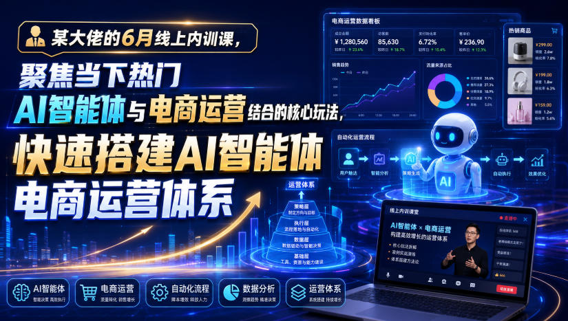 某大佬的6月线上内训课，聚焦当下热门AI智能体与电商运营结合的核心玩法，快速搭建AI智能体电商运营体系-靠谱项目库