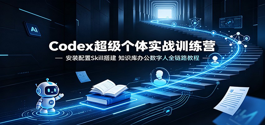 Codex超级个体实战训练营：安装配置Skill搭建，知识库办公数字人全链路教程-靠谱项目库