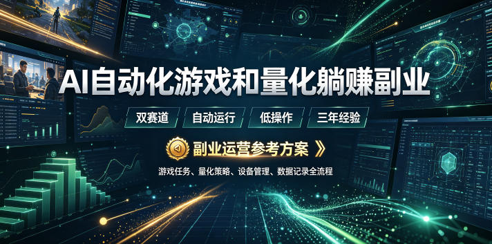 AI自动化游戏和量化躺賺副业：日入几张，稳定运行三年的项目！【揭秘】-靠谱项目库