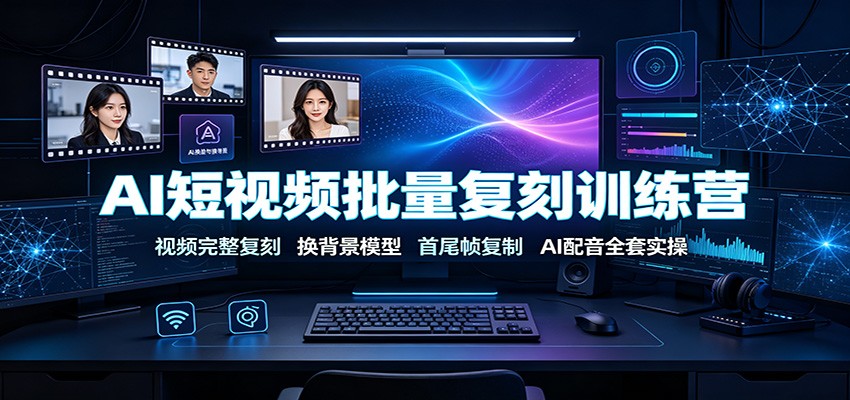 AI短视频批量复刻训练营：视频完整复刻，换背景模型、首尾帧复制、AI配音全套实操-靠谱项目库
