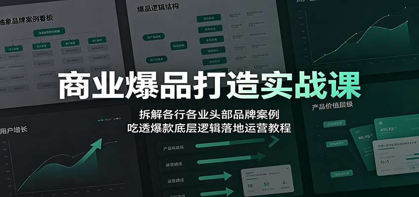 商业爆品打造实战课：拆解各行各业头部品牌案例，吃透爆款底层逻辑落地运营教程-靠谱项目库