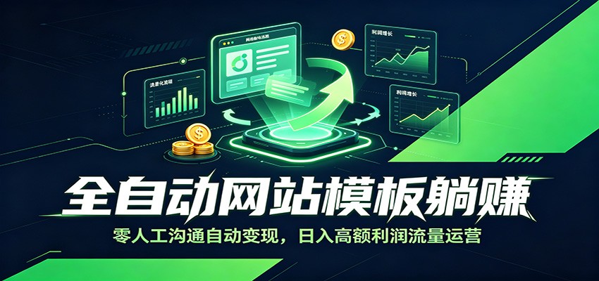 全自动网站模板躺赚：零人工沟通自动变现，日入高额利润流量运营-靠谱项目库