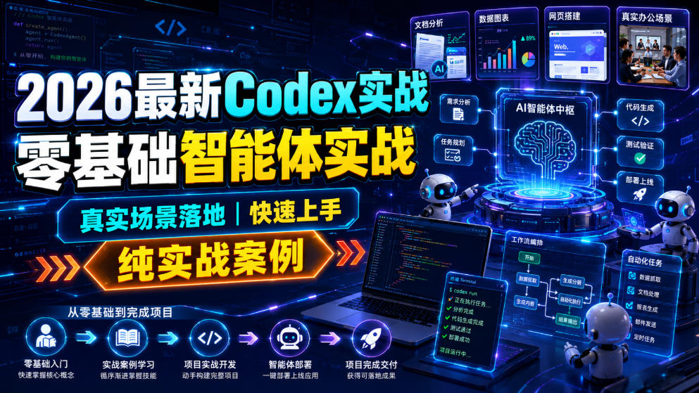 2026最新Codex实战零基础智能体实战，真实场景落地，快速上手，纯实战案例-靠谱项目库