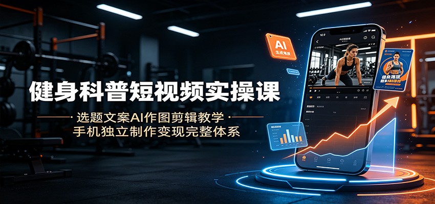 健身科普短视频实操课：选题文案AI作图剪辑教学，手机独立制作变现完整体系-靠谱项目库