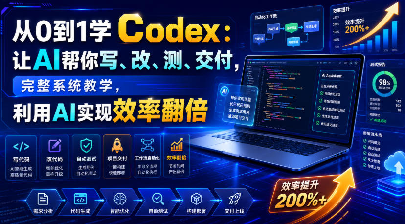 从0到1学Codex：让AI帮你写、改、测、交付，完整系统教学，利用AI实现效率翻倍-靠谱项目库