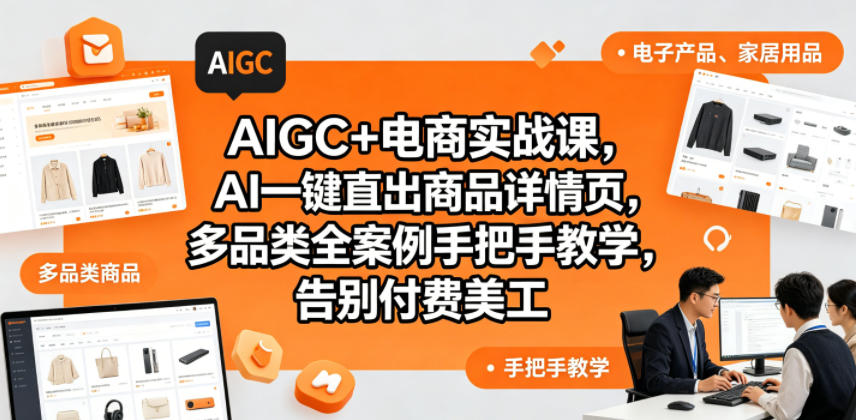 AIGC+电商实战课,AI一键直出商品详情页,多品类全案例手把手教学,告别付费美工(更新0704)-靠谱项目库