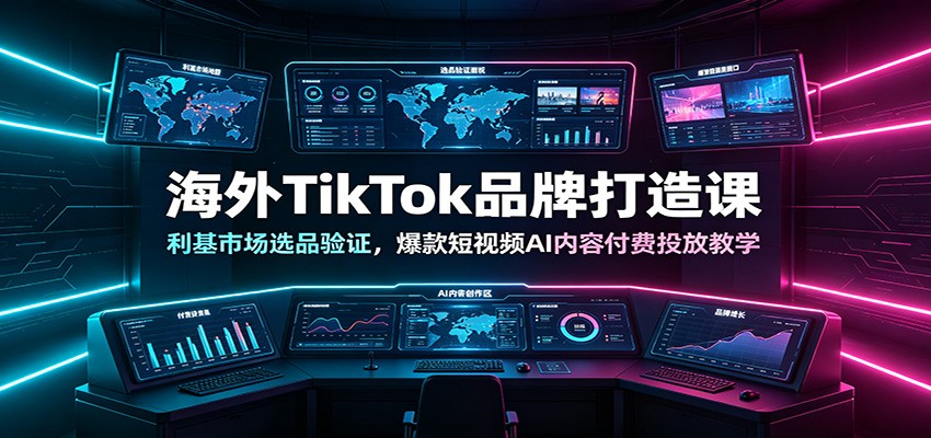 海外TikTok品牌打造课：利基市场选品验证，爆款短视频AI内容付费投放教学-靠谱项目库