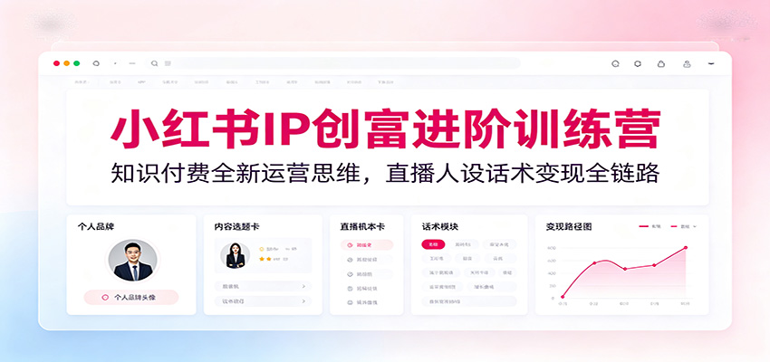 小红书IP创富进阶训练营：知识付费全新运营思维，直播人设话术变现全链路-靠谱项目库