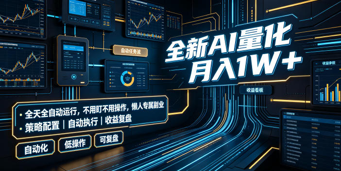 全新AI量化月入1W+，全天全自动运行，不用盯不用操作，懒人专属副业！【揭秘】-靠谱项目库
